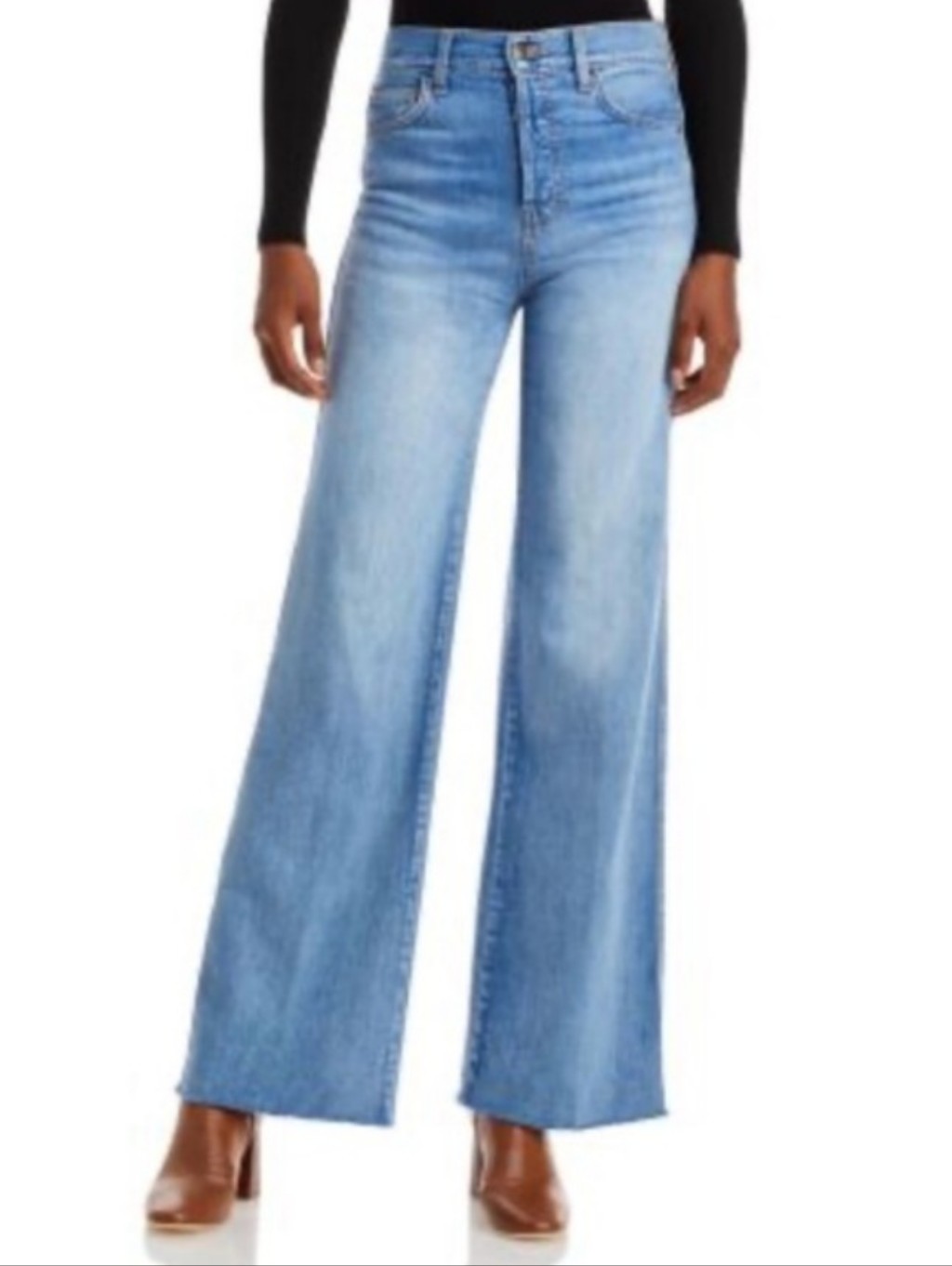 Veronica Beard Taylor Wide-Leg Jeans Raw Edge Button Fly Durango Wash Blue 27
